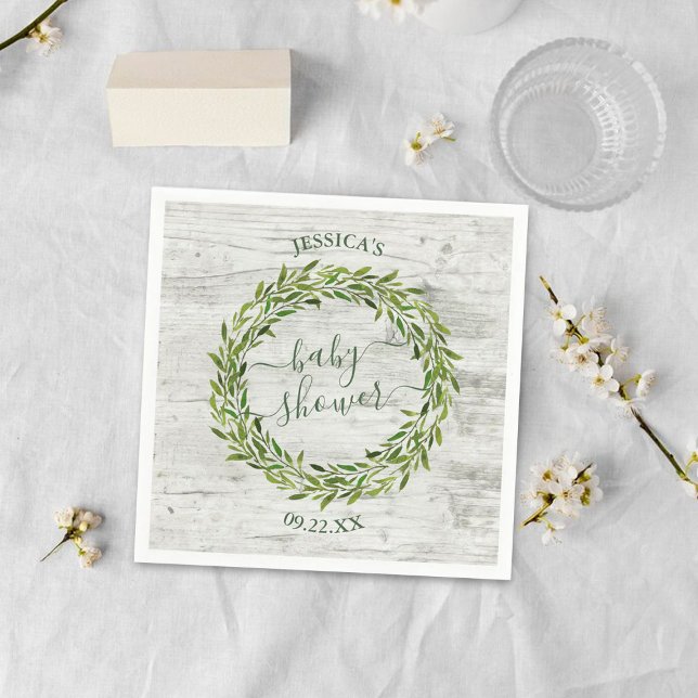 Trendy Laurel Wreath Greenery Baby Shower Napkins (Creator Uploaded)