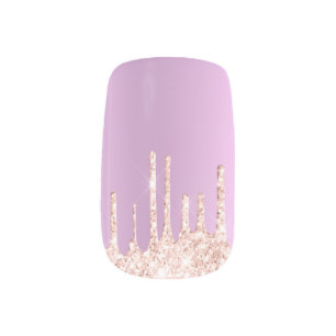 Trendy Lavender Drip Glitter Elegant Girly Minx Nail Art