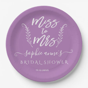 Trendy Lavender Miss To Mrs Bridal Shower Paper Plates