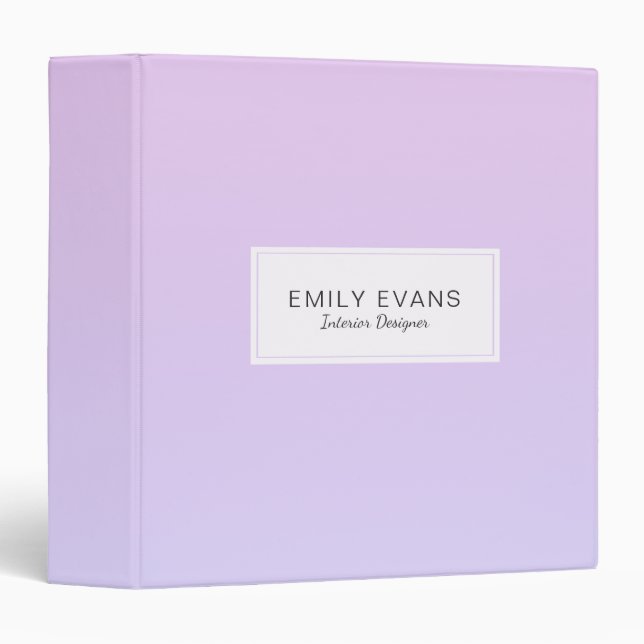 Trendy Lavender Purple Gradient Monogram 3 Ring Binder (Front/Spine)