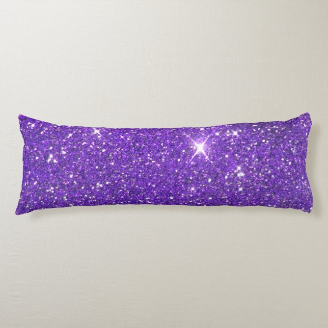 Trendy Lavender Purple Sparkling Glitter Glitz Body Pillow (Front)