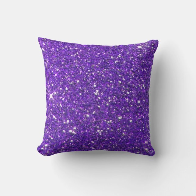Trendy Lavender Purple Sparkling Glitter Glitz Throw Pillow (Front)
