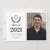 Trendy law school graduation photo announcement (Front)
