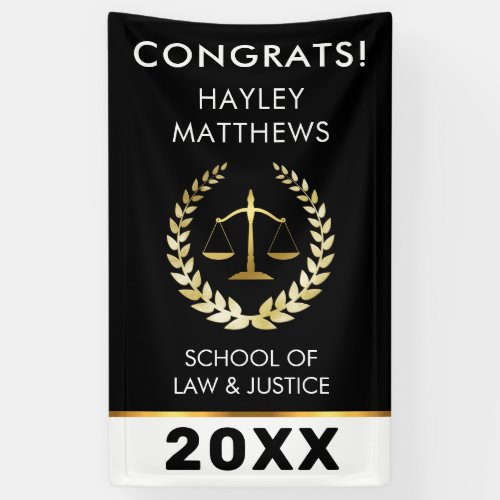 Trendy Law Student Graduation Gold  Black Banner