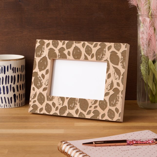 Trendy Leaf Foliage Pattern Botanical Photo Engraved Frames (Left)