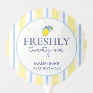 Trendy Lemon Aesthetic Freshly 21 Birthday Balloon