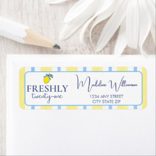 Trendy Lemon Aesthetic Freshly 21 Birthday Label