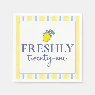 Trendy Lemon Aesthetic Freshly 21 Birthday Napkins