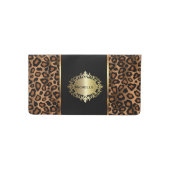 Trendy Leopard Animal Print with Gold Accents Checkbook Cover (Front)