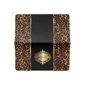 Trendy Leopard Animal Print with Gold Accents Checkbook Cover (Open)