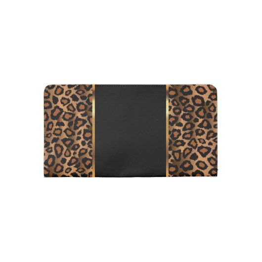 Trendy Leopard Animal Print with Gold Accents Checkbook Cover (Back)