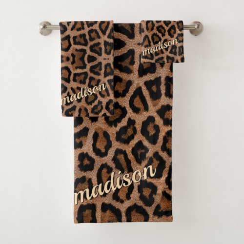 Trendy Leopard Big Cat Gorgeous Animal Pattern Bath Towel Set