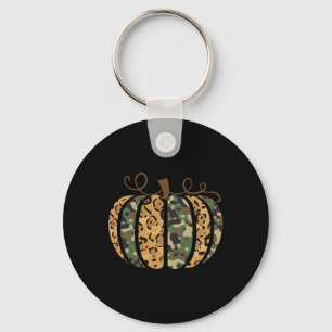 Trendy Leopard Camo Pumpkin Animal Print Cheetah F Keychain