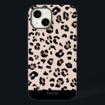 Trendy Leopard Print and Personalized Name Case-Mate iPhone 14 Case<br><div class="desc">Modern and trendy blush pink and black cheetah animal print design that can be personalized with a name. Designed by Shelby Allison</div>