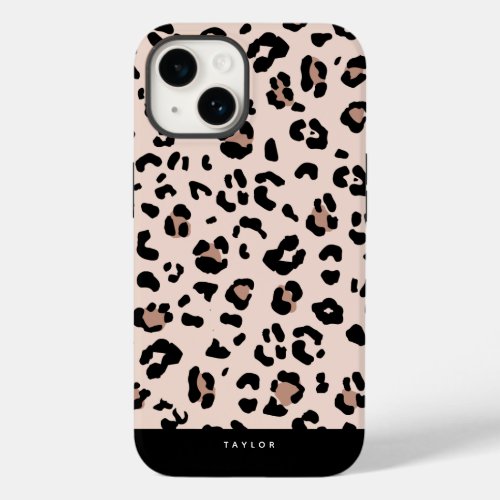 Trendy Leopard Print and Personalized Name Case_Mate iPhone 14 Case