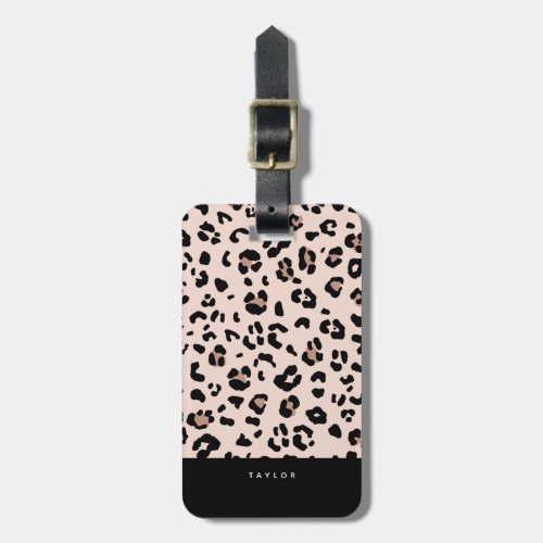 Trendy Leopard Print and Personalized Name Luggage Tag