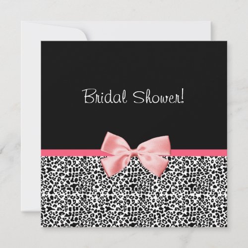 Trendy Leopard Print and Pink Ribbon Bridal Shower Personalized Invite