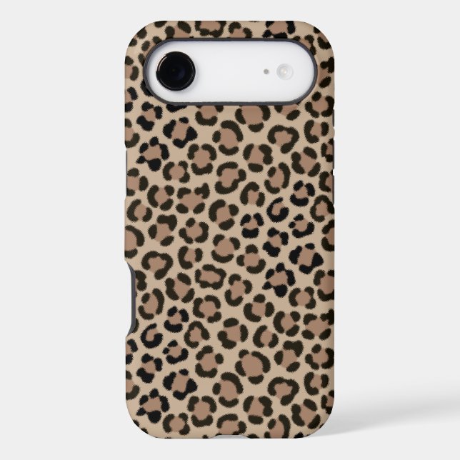 Trendy Leopard Print Fur Effect Repeat Pattern iPhone Case (Back)