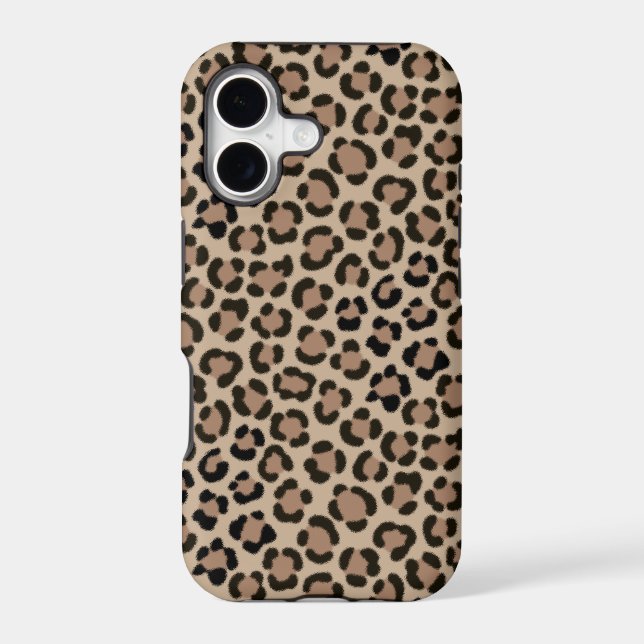 Trendy Leopard Print Fur Effect Repeat Pattern iPhone Case (Back)