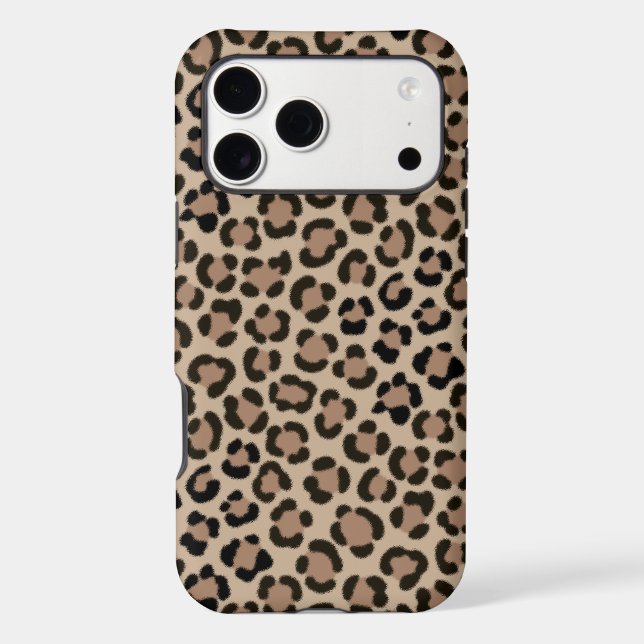 Trendy Leopard Print Fur Effect Repeat Pattern iPhone Case (Back)