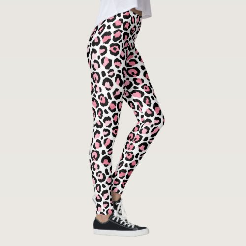 Trendy  Leopard Print In Pink and Black Leggings