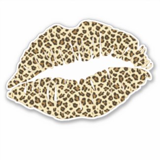 Trendy Leopard Print Kiss - Contour Sticker