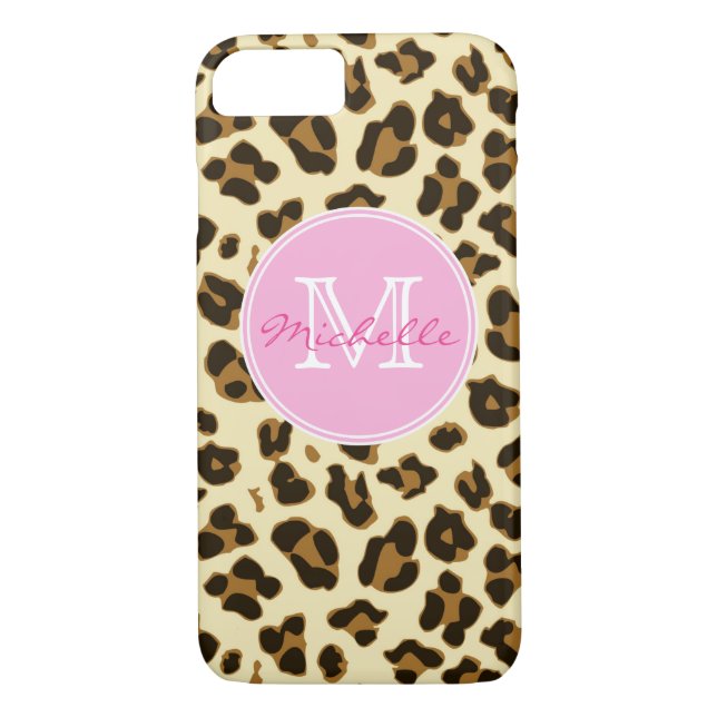 Trendy Leopard Print | Monogrammed Case-Mate iPhone Case (Back)