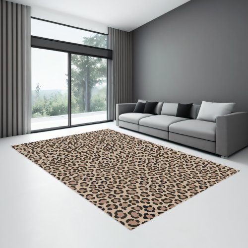 Trendy Leopard Print Pattern BlackTan Rug