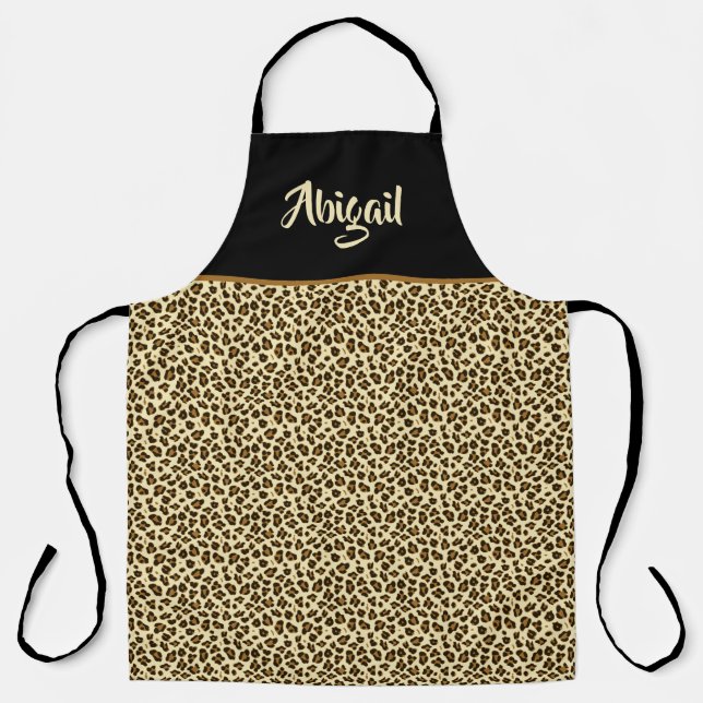 Trendy Leopard Print - Personalized  Apron (Front)