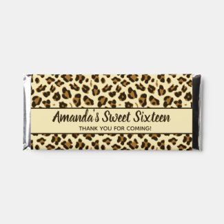 Trendy Leopard Print - Sweet Sixteen Hershey Bar Favors