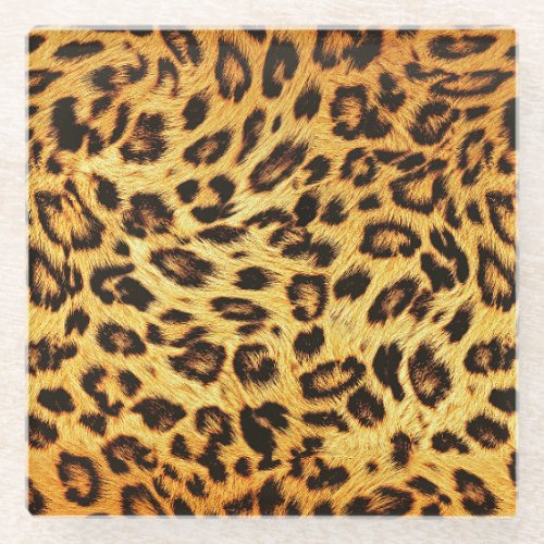Trendy Leopard Skin Design Pattern Glass Coaster