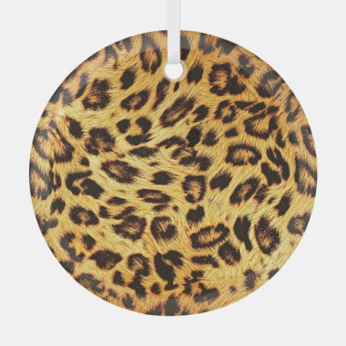 Trendy Leopard Skin Design Pattern Glass Ornament