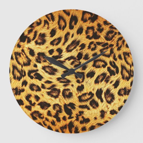 Trendy Leopard Skin Design Pattern Large Clock