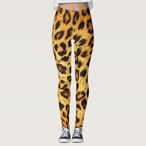 Trendy Leopard Skin Design Pattern Leggings