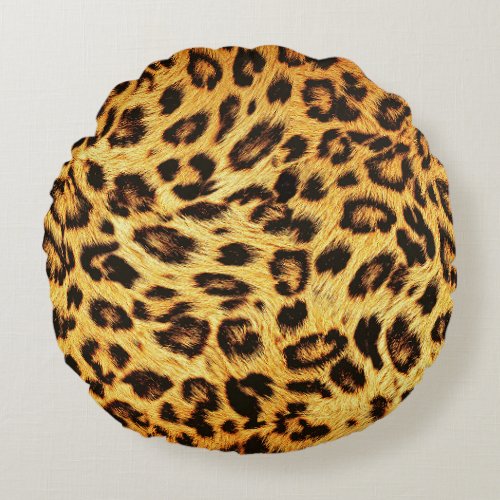 Trendy Leopard Skin Design Pattern Round Pillow