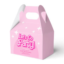 Trendy Let's Go Party pink BIRTHDAY Favor Boxes