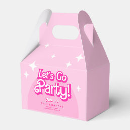 Trendy Let&#39;s Go Party pink BIRTHDAY Favor Boxes