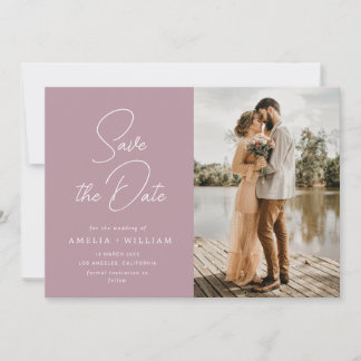 trendy lettering dusty rose wedding Save the Date