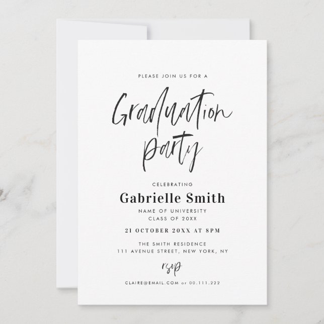 Trendy lettering graduation party invitation (Front)