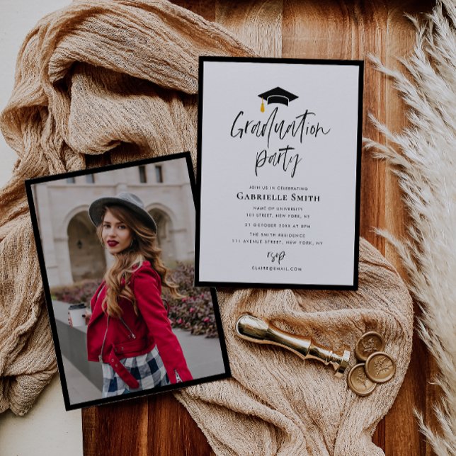 Trendy lettering graduation party invitation (Creator Uploaded)