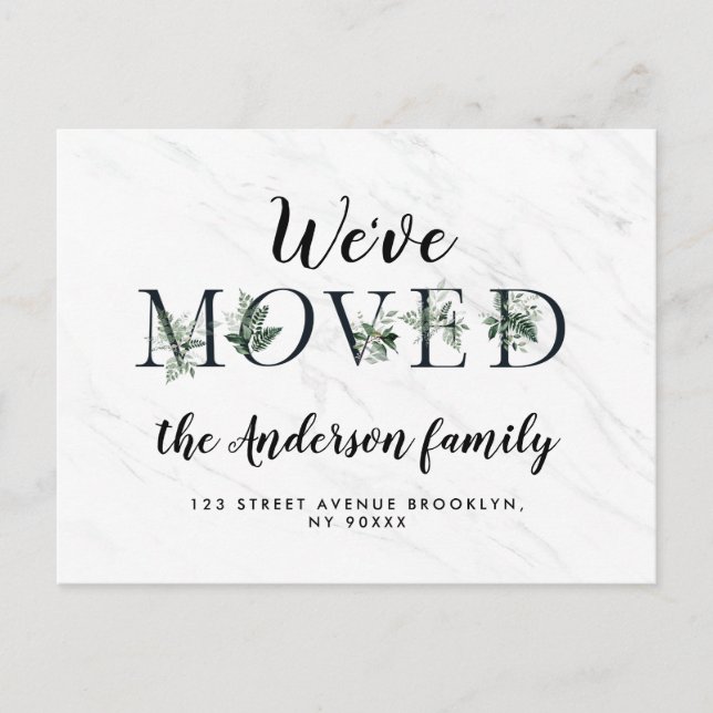 Trendy letters marble New Home Postcard (Front)