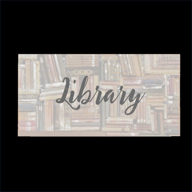 Trendy Library Room with Book Background Wooden Box Sign (Creator Uploaded)