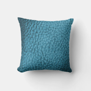 Trendy light Blue Faux Leather Design Throw Pillow