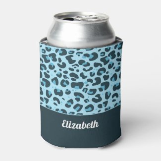 Trendy light blue leopard spot pattern with name