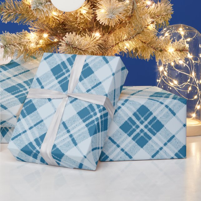 Trendy Light Blue tartan Wrapping Paper (Holidays)