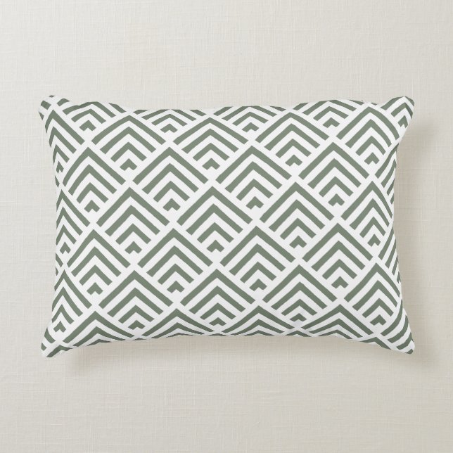 Trendy light color sage green zigzag pattern  accent pillow (Front)