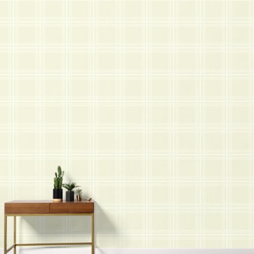 Trendy Light Cream with Ivory White Grid Lines Wallpaper