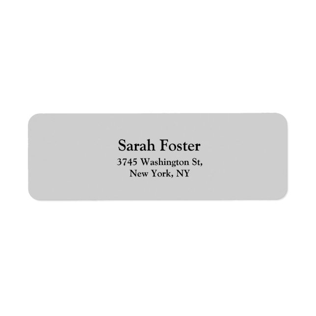 Trendy Light Gray Plain Elegant Modern Legible Label (Front)