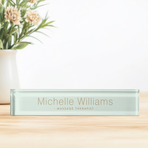 Trendy light mint modern minimal desk name plate
