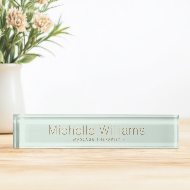 Trendy light mint modern minimal desk name plate (Trendy light mint modern minimal desk name plate)